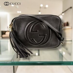 AUTHENTIC GUCCI SOHO DISCO SMALL BLACK PEBBLED LEATHER CROSSBODY BAG